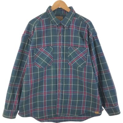 ST JOHN'S BAY オンブレチェック長袖フランネルチェックシャツ 古着 00s St John's Bay ブルー オンブレ シャドー チェック