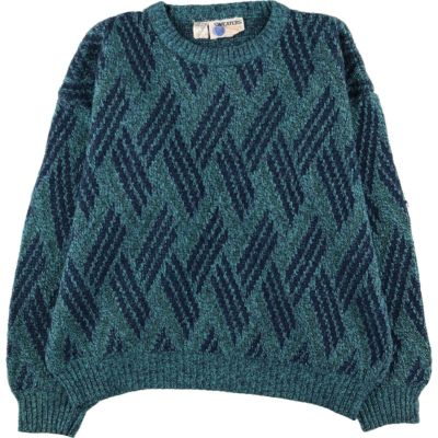 古着 SWEATERS 総柄 アクリルニットセーター イタリア製 メンズM