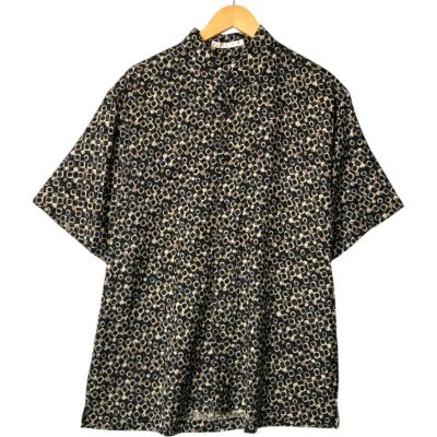 古着 PERRY ELLIS 総柄 半袖 シルクシャツ メンズXL /eaa461156