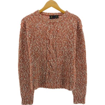古着 IQ KNITWEAR ケーブル編み Vネック コットン×アクリル