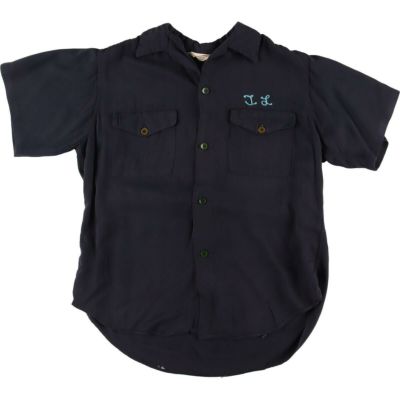 ボウリングシャツWC60'sボウリング シャツ  NAT NAST希少な柄物チェーン刺繍ビンテージ