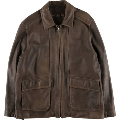 【在庫処分】 古着 コロンビア Columbia レザーブルゾンタイプ メンズXL相当 フリース