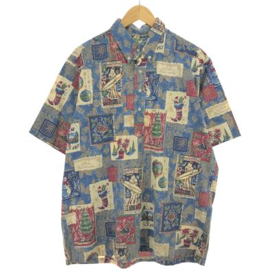 古着 レインスプーナー REYNSPOONER MELE KALIKIMAKA クリスマス限定モデル 総柄 プルオーバー ボタンダウン ハワイアンアロハシャツ メンズL相当 ヴィンテージ /eaa481638 【中古】 【240826】
