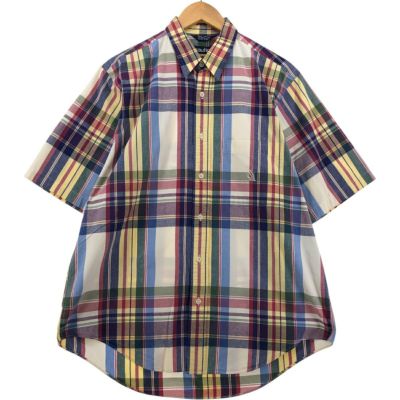 古着 00年代 ノーティカ NAUTICA チェック柄 半袖 リネンシャツ