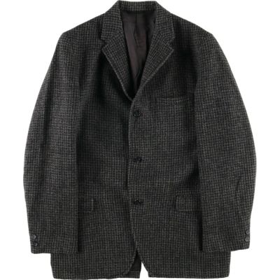 ★ ハリスツイード　mat コーデュロイ襟　千鳥柄　ウール　ジップ　ジャケット 古着 ハリスツイード Harris Tweed 千鳥格子柄 ウールハーフ