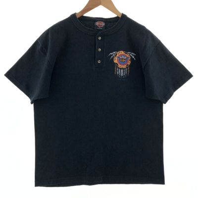 グーニーズクロージングUSA製ヴィンテージ ハーレーダビッドソン ヘンリーネック 90s半袖 Tシャツ
