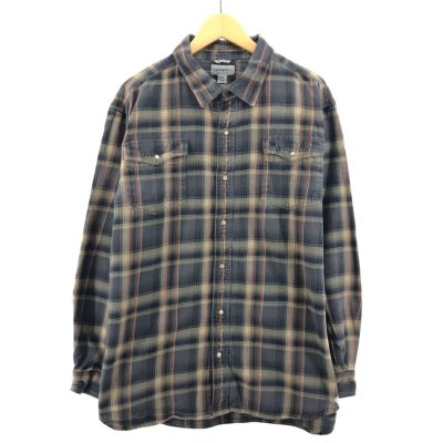 古着 カーハート Carhartt チェック柄 長袖 ヘビーネルシャツ メンズXL