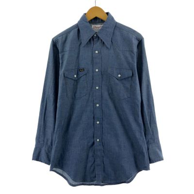 古着 80年代 ラングラー Wrangler 長袖 デニムウエスタンシャツ メンズ