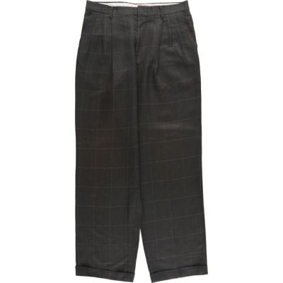 (古着)90s チェックワイドスラックス　パンツ　cityboy 古着)90s ワイドチェックスラックス パンツ cityboy