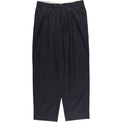 古着 FACONNABLE ストライプ柄 ワンタック スラックスパンツ