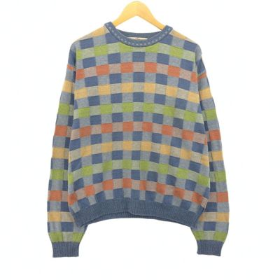古着 90年代 CAPE ISLE KNITTERS 総柄 コットンニットセーター