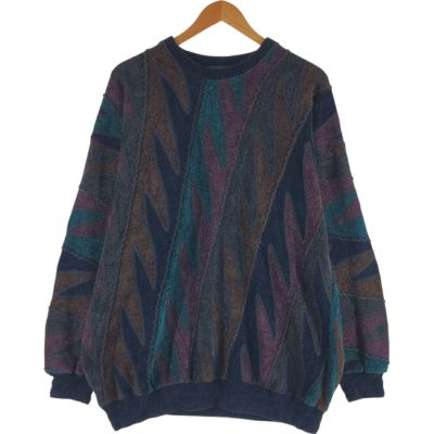 古着 Bachrach 総柄 3Dニットセーター USA製 メンズM相当