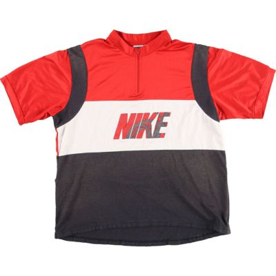 古着 90年代 ナイキ NIKE 銀タグ ハーフジップ 半袖