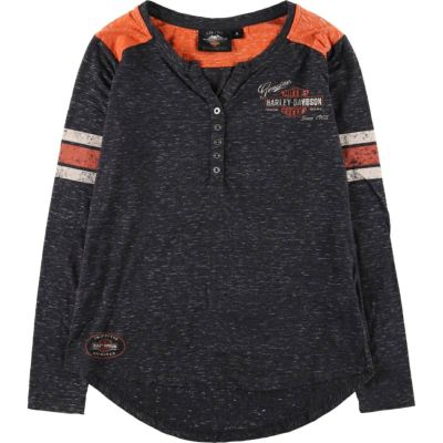 古着 ハーレーダビッドソン Harley-Davidson ヘンリーネック ロングTシャツ ロンT レディースM相当 /eaa524886 【中古】 【250306】 【Elulu/エルル】