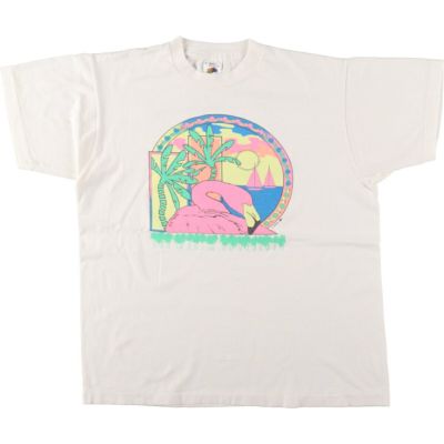 古着 90年代 フルーツオブザルーム FRUIT OF THE LOOM フラミンゴ柄 アニマルTシャツ アイルランド製 メンズXL相当 ヴィンテージ  /eaa469719 【中古】 【240901】 | 古着屋JAM（ジャム）