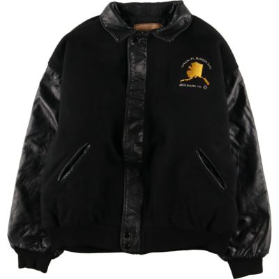 古着 Reed SPORTSWEAR 袖革ウールスタジャン アワードジャケット バー ...