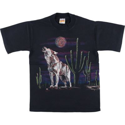 古着 90年代 HAZELWOOD PREMO オオカミ柄 アニマルTシャツ USA製 メンズM相当 ヴィンテージ /eaa525164 【中古】 【250308】