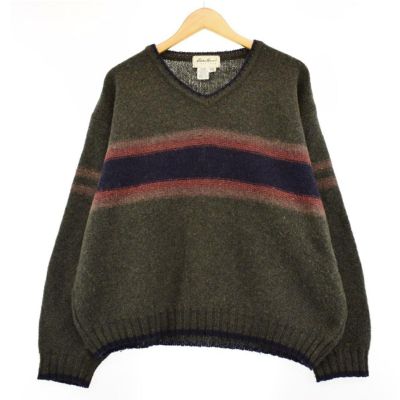 ジェイクルー J.Crew Vネック ボーダー柄 ウールニットセーター メンズL /eaa296865