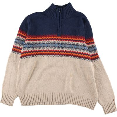 古着 トミーヒルフィガー TOMMY HILFIGER トナカイ柄 ショールカラー