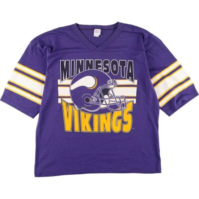 90s NFL Minnesota Vikings アメフト 総柄 プリント 半袖 Tシャツ 白