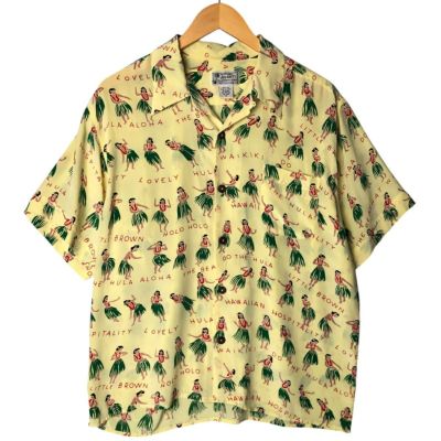 Vintage Hawaiian アロハシャツ 半袖 ヤシの木 刺繍デザイン M Vintage Hawaiian アロハシャツ 半袖 ヤシの木 刺繍デザイン M