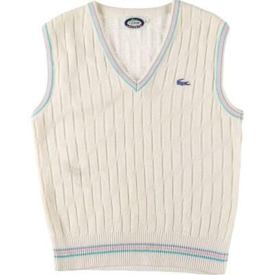 古着 IZOD ケーブル編み Vネック コットンニットベスト