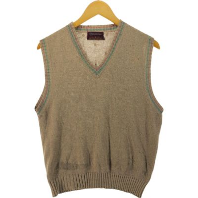 古着 IQ KNITWEAR ケーブル編み Vネック コットン×アクリル
