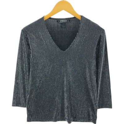 古着 IMPRESSIONS ストライプ柄 ラメ Vネック 長袖 カットソー レディースM相当 /eaa526163 【中古】 【250310】 【ADEL/アデル】