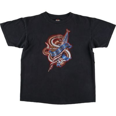 古着 ~00年代 ハーレーダビッドソン Harley-Davidson 蛇柄 パイソン柄 モーターサイクル バイクTシャツ USA製 メンズXL相当 /eaa485525 【中古】 【240907】 【Elulu/エルル】