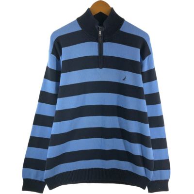 古着 ノーティカ NAUTICA ボーダー柄 コットンニットハーフジップセーター メンズXXL相当 /eaa472026 【中古】 【250311】