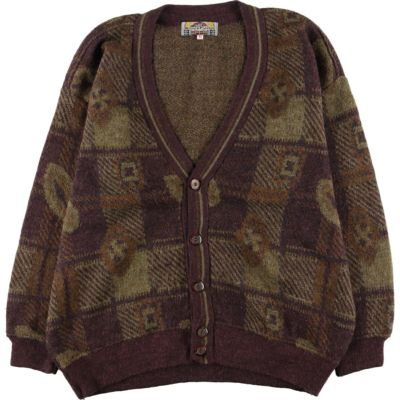 古着 THE ITALIAN SWEATER CO 総柄 ウールニットカーディガン