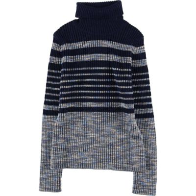 古着 NINE WEST ボーダー柄 リブ編み ニットセーター レディース