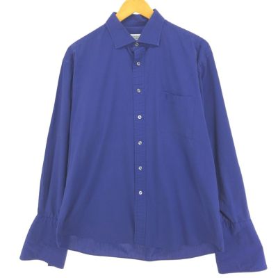 古着 イヴサンローラン Yves Saint Laurent POUR HOMME プールオム ワイドカラー 長袖 コットンシャツ メンズL相当 /eaa485674 【中古】 【240908】