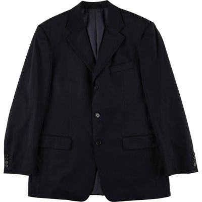 【新品・未使用】HUGO BOSS テーラードジャケット 大きいサイズ XL 黒 古着 ヒューゴボス HUGO BOSS ストライプ柄 ウールテーラード