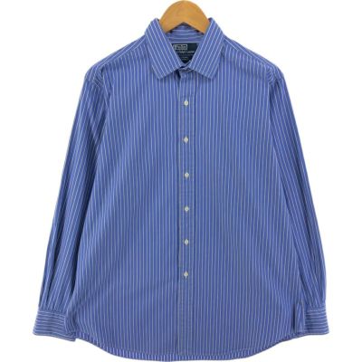 【美品✨】ラルフローレン　シアサッカー長袖シャツ　ストライプ L 古着 ラルフローレン POLO by Ralph Lauren シアサッカー 長袖