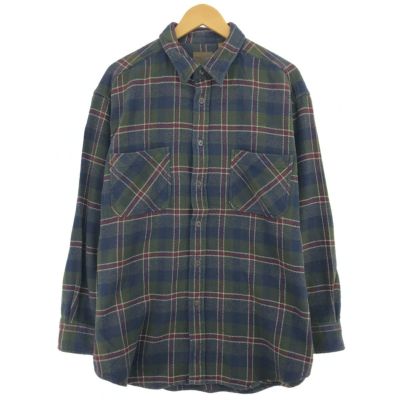 古着 90年代 ST JOHN'S BAY オンブレチェック 長袖 ヘビーネル