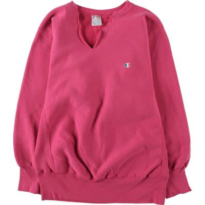 古着 90年代 チャンピオン Champion REVERSE WEAVE リバースウィーブ 刺繍タグ カットオフ Vネック ワンポイントロゴスウェットシャツ トレーナー USA製 メンズL相当 ヴィンテージ /eaa582220 【中古】 【250915】