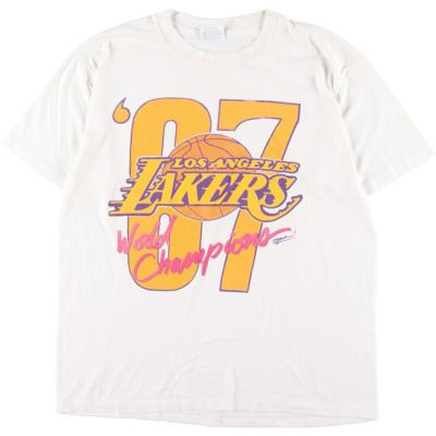 80年代 TRENCH NBA LOSANGELES LAKERS ロサンゼルスレイカーズ スポーツプリントTシャツ USA製 メンズM ヴィンテージ /eaa330122
