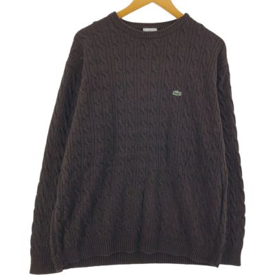 古着 ラコステ LACOSTE SPORT ケーブル編み Vネック コットン