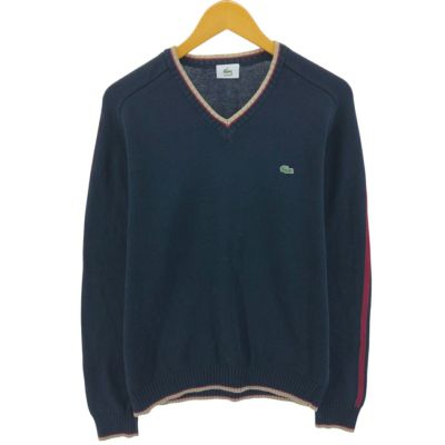 古着 IZOD ケーブル編み Vネック コットンニットベスト