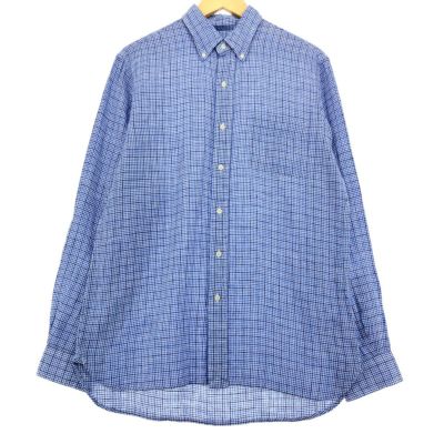 古着 ラルフローレン Ralph Lauren チェック柄 長袖 リネン