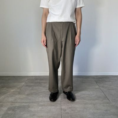 古着 チェック柄 ツータック ウールパンツ スラックス メンズw36