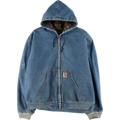 カーハート　デニム　ボア　アクティブジャケット　パーカー　L 古着 カーハート Carhartt アクティブジャケット デニムパーカー