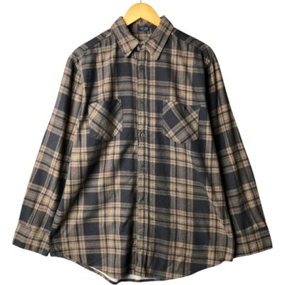 古着 80年代 キー Key 長袖 ヘビーネルチェックシャツ メンズXL相当