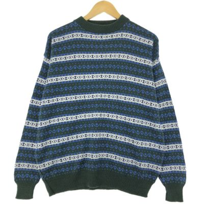 古着 90年代 CAPE ISLE KNITTERS 総柄 コットンニットセーター
