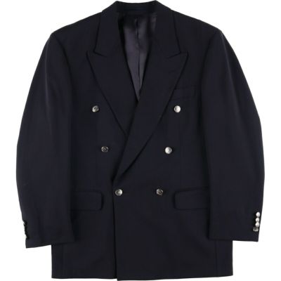 ヴァレンティノ 美品　ダブルジャケット　ストライプ　ラペル太　チョーク 古着 ヴァレンティノ VALENTINO ダブルブレスト ピークドラペル