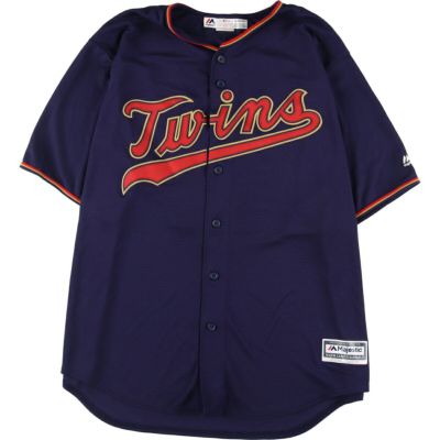 不明年代MLB MINNESOTA TWINS ミネソタツインズ ゲームシャツ ベースボールシャツ メンズL /eaa327556