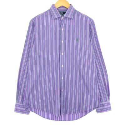 古着 ラルフローレン Ralph Lauren POLO by Ralph Lauren Slim Fit ラウンドカラー 長袖 ストライプ柄  クレリックシャツ メンズM /eaa457617 【中古】 【240612】 ss2412_30 | 古着屋JAM（ジャム）