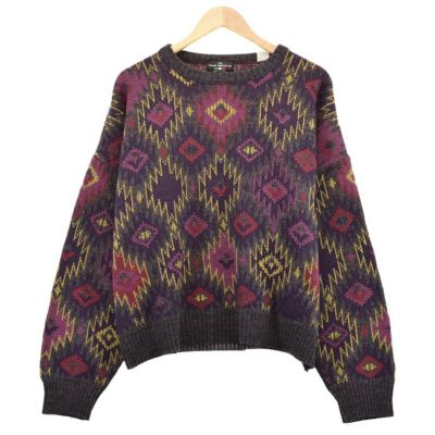 古着 THE ITALIAN SWEATER CO. 総柄 アクリルニットセーター