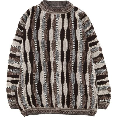 古着 90年代 Bergati 総柄 モックネック アクリルニットセーター メンズM相当 ヴィンテージ /eaa583016 【中古】 【250921】